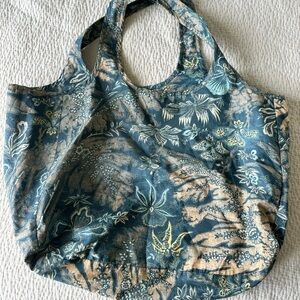 Ulla Johnson Botanical Blue and Tan Tote